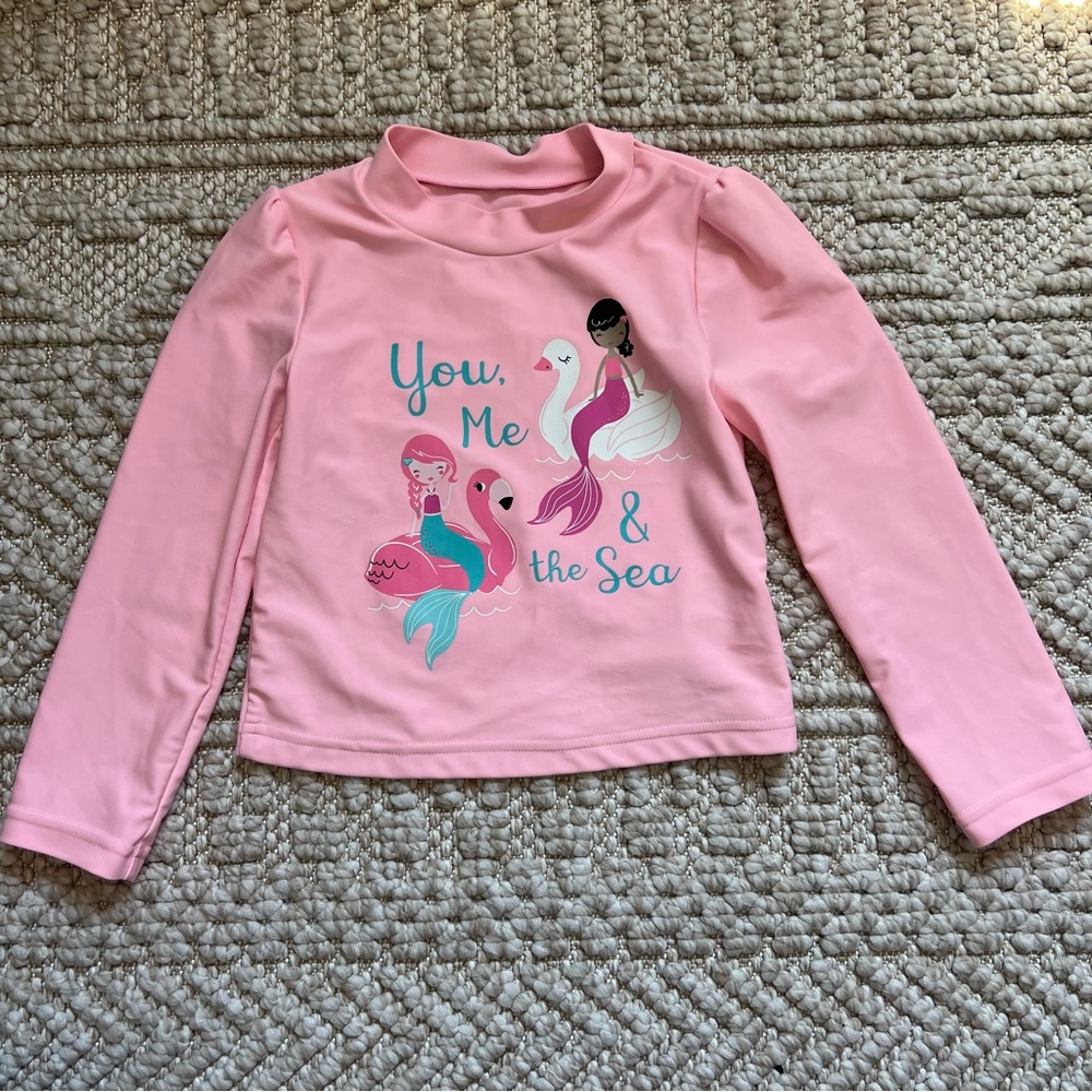 Simple Joys by Carters Little Girls Long Sleeve Rash Guard Mermaid Top Size 5T - Picture 2 of 8